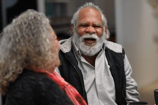 Happy aboriginal man and woman enjoying older age